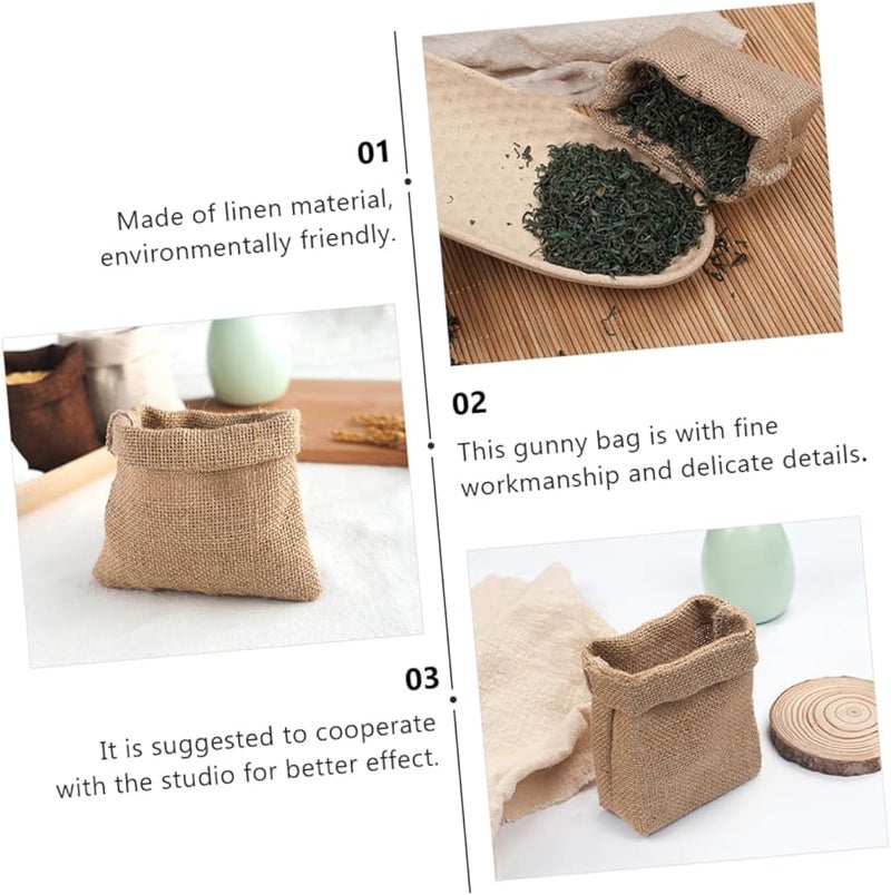 Premium Linen Storage Bags 2pcs Small Photography Props Multi Purpose Food Grain - Image 4